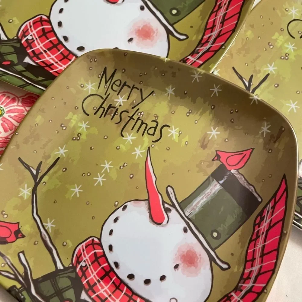 Snowman Christmas Plates Melamine Ceramic Wind Up Vintage Snowman Pier 1 Wine